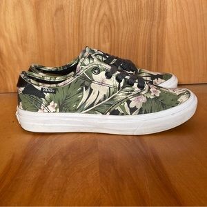 Womens 6.5 Vans Off The Wall Floral Sneakers Green White SEF1145